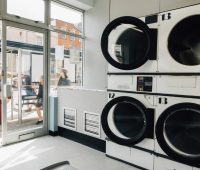 Washing machines in a laundromat